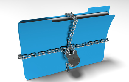 a file folder with chain and padlock closed. privacy and data security.